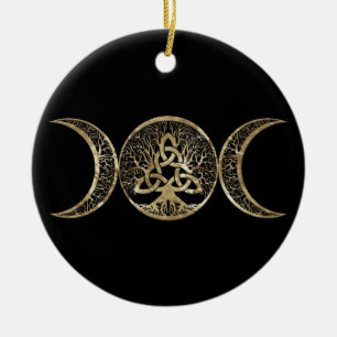 Triple Moon Tree of Life Triquetra Ceramic Tree Decoration