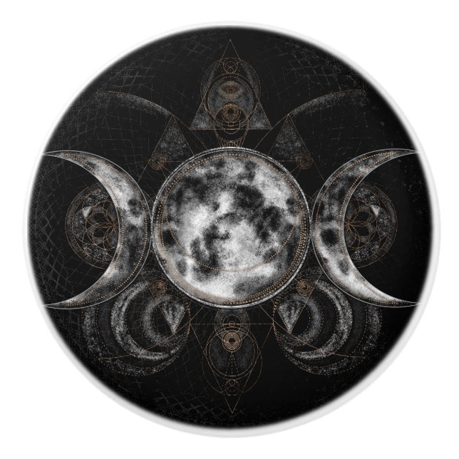 Triple Moon - Triple Goddess Ceramic Knob (Front)