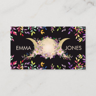 Triple Moon - Triple Goddess Floral Ornament Business Card
