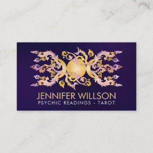Triple Moon - Triple Goddess Fluorite and Gold Business Card
