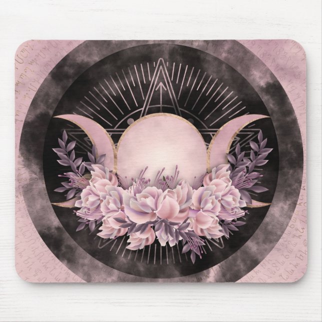 Triple Moon - Triple Goddess -Gentle Floral Mouse Mat (Front)