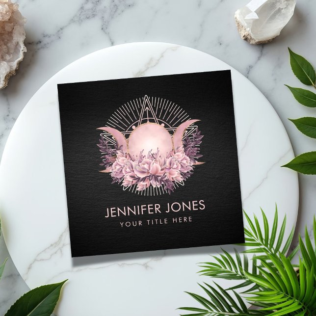 Triple Moon - Triple Goddess -Gentle Floral Square Business Card (Creator Uploaded)