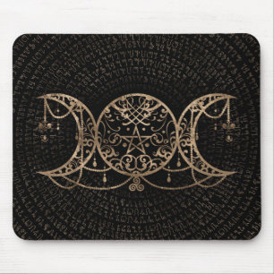 Triple Moon - Triple Goddess Gold and black Mouse Mat