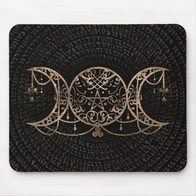 Triple Moon - Triple Goddess Gold and black Mouse Mat (Front)