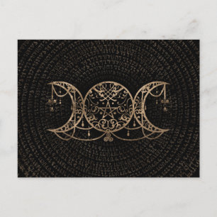 Triple Moon - Triple Goddess Gold and black Postcard
