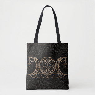 Triple Moon - Triple Goddess Gold and black Tote Bag