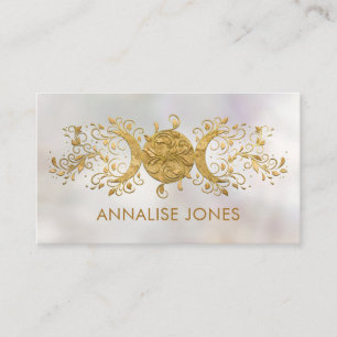 Triple Moon - Triple Goddess Golden Ornament Busi Business Card