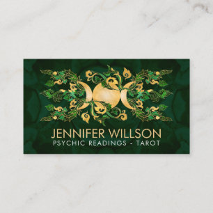 Triple Moon - Triple Goddess Malachite and Gold Business Card