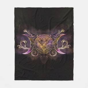 Triple Moon - Triple Goddess -Midnight shimmer Fleece Blanket