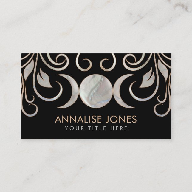Triple Moon - Triple Goddess Mother of Pearl Business Card (Front)