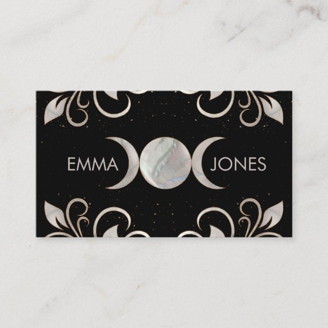 Triple Moon - Triple Goddess Pearl Ornament Business Card (Front)