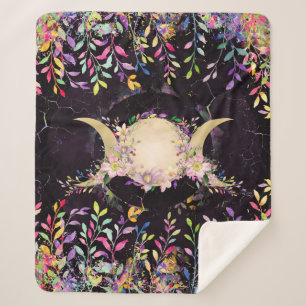 Triple Moon - Triple Goddess- Watercolor Sherpa Blanket