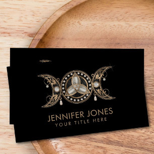 Triple Moon Triquetra Mother of Pearl Business Card