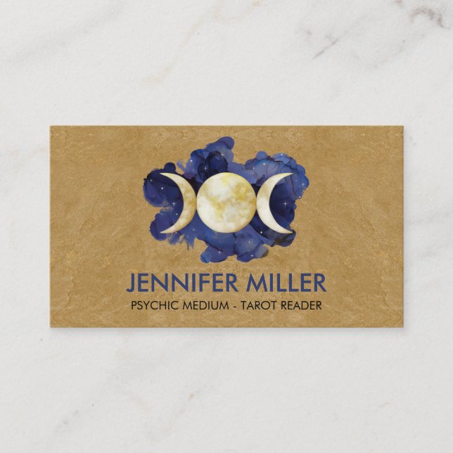 Triple Moon - Watercolor Business Card (Front)