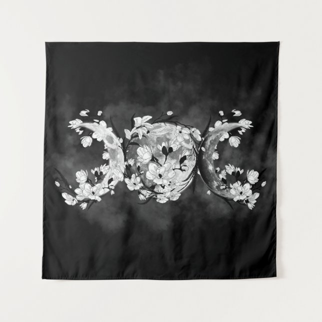 Triple Moon - White Blossom Tapestry (Front)