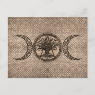 Triple Moon with pentagram and tree of life Postcard