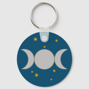 Triple Moon with Stars Keychain