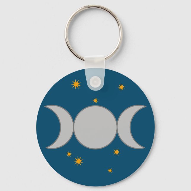 Triple Moon with Stars Keychain (Front)