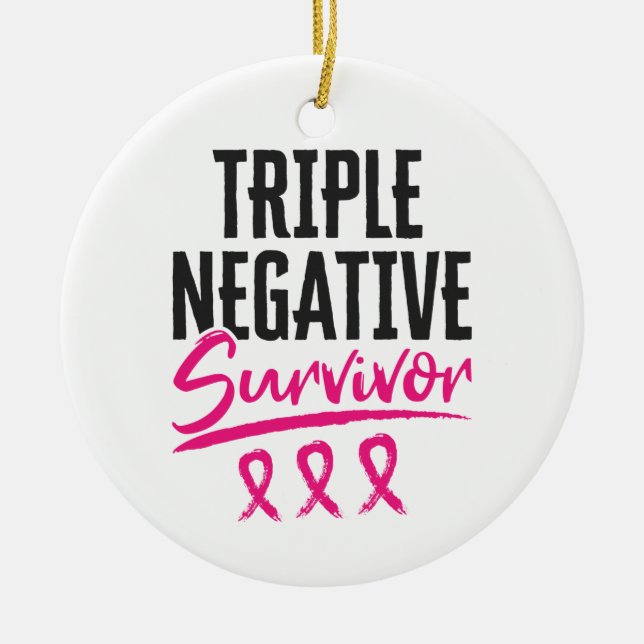 Triple Negative Survivor TNBC Breast Cancer Ceramic Tree Decoration (Front)