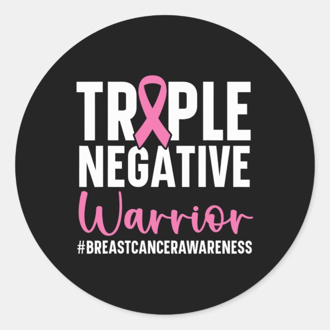 Triple Negative Warrior Breast Cancer Awareness Pi Classic Round Sticker (Front)