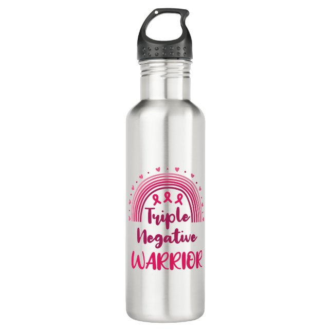 Triple Negative Warrior Breast Cancer Rainbow 710 Ml Water Bottle (Front)