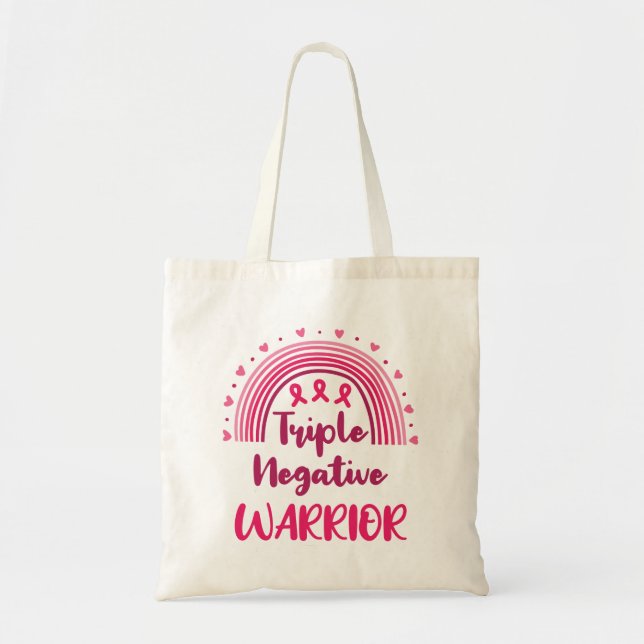 Triple Negative Warrior Breast Cancer Rainbow Tote Bag (Front)