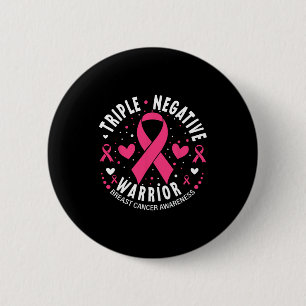Triple Negative Warrior Pink Heart Breast Cancer A 6 Cm Round Badge