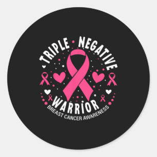 Triple Negative Warrior Pink Heart Breast Cancer A Classic Round Sticker