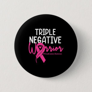 Triple Negative Warrior Pink Ribbon Breast Cancer 6 Cm Round Badge