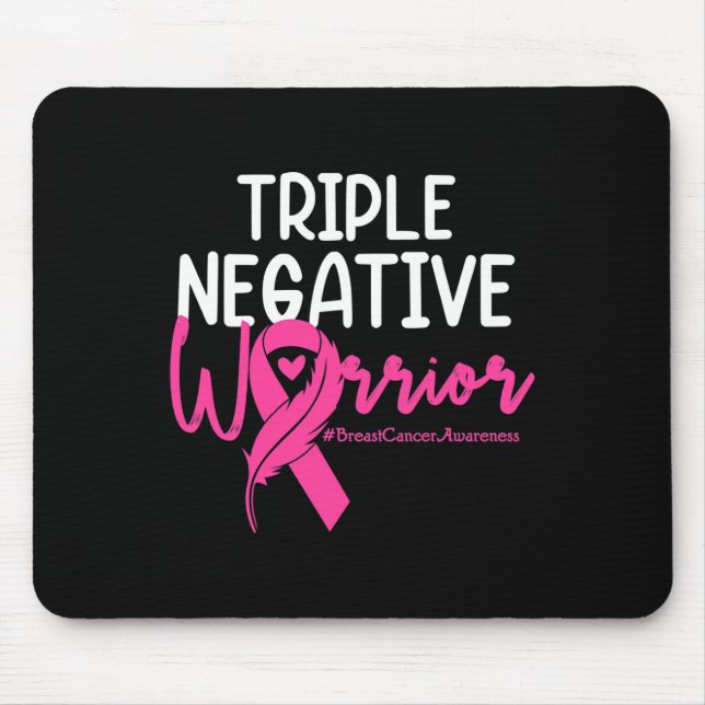 Triple Negative Warrior Pink Ribbon Breast Cancer  Mouse Mat (Front)