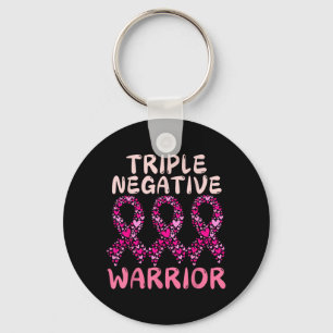 Triple Negative warriornk ribbon Breast Cancer Key Ring