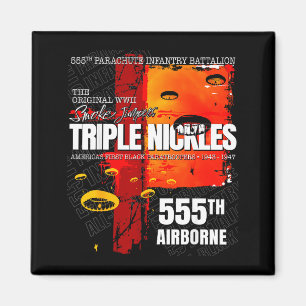 Triple Nickles 555th Parachute Battalion Smokejump Magnet