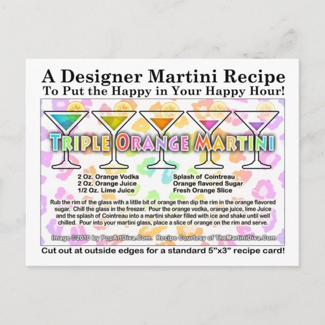 Triple Orange Martini Recipe Postcard (Front)
