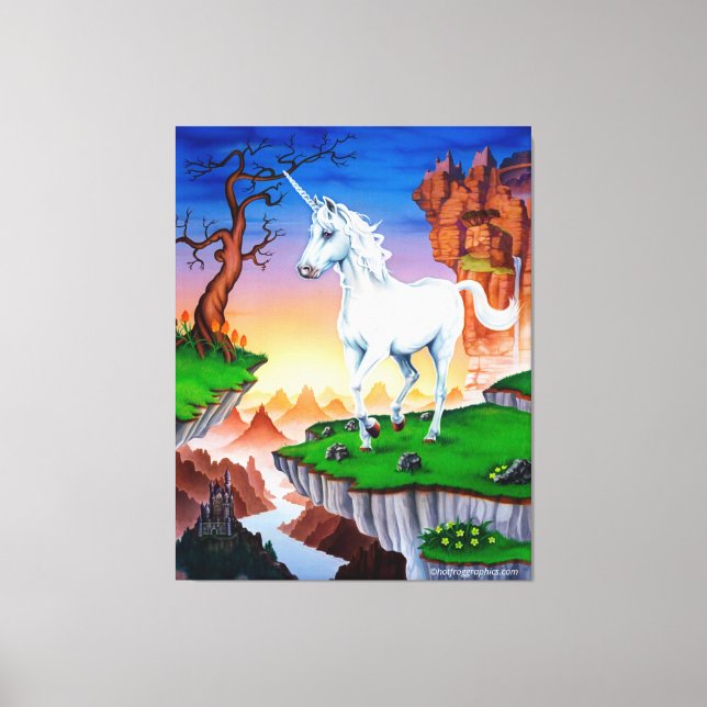 Triple panel stretched canvas fantasy Unicorn (Front)