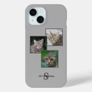 Triple Pet Portrait Phone Case with Custom Name