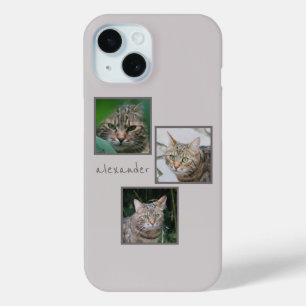 Triple Pet Portrait Phone Case with Custom Name