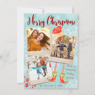 Triple Photo Fun Christmas Holiday Personalised Card