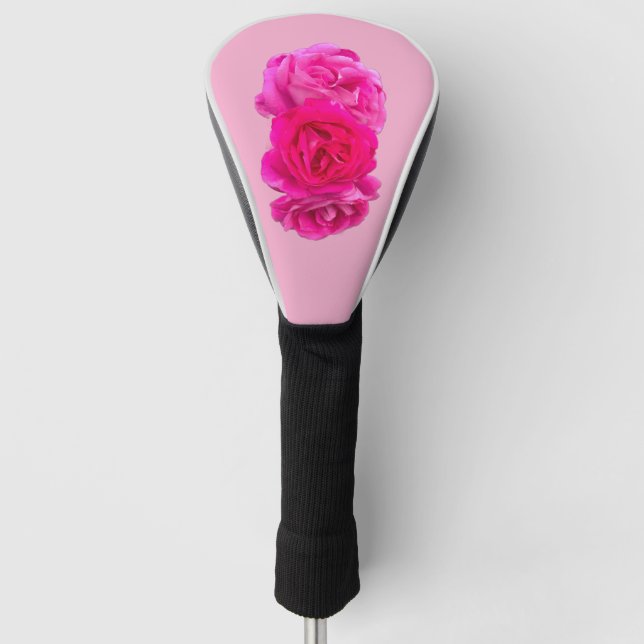 Triple Pink Roses  Golf Head Cover (Front)