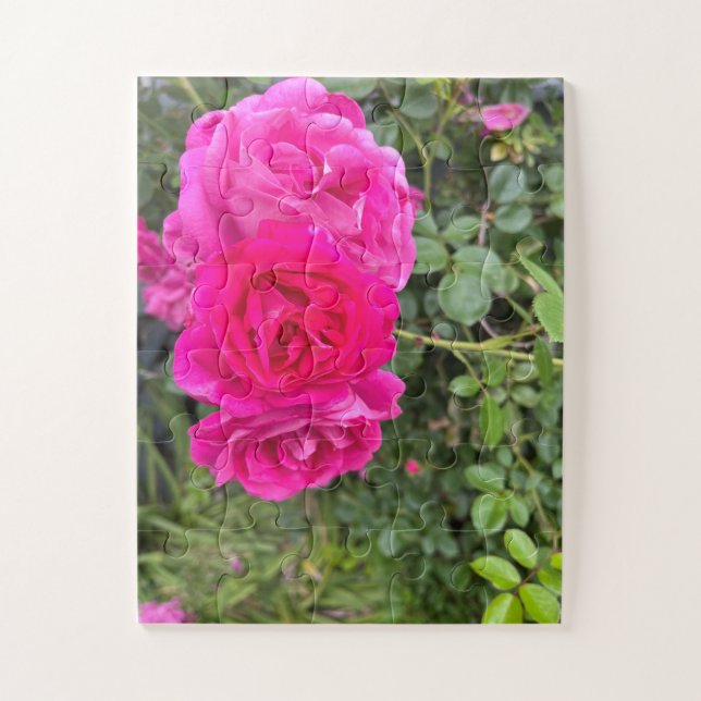 Triple Pink Roses Jigsaw Puzzle (Vertical)