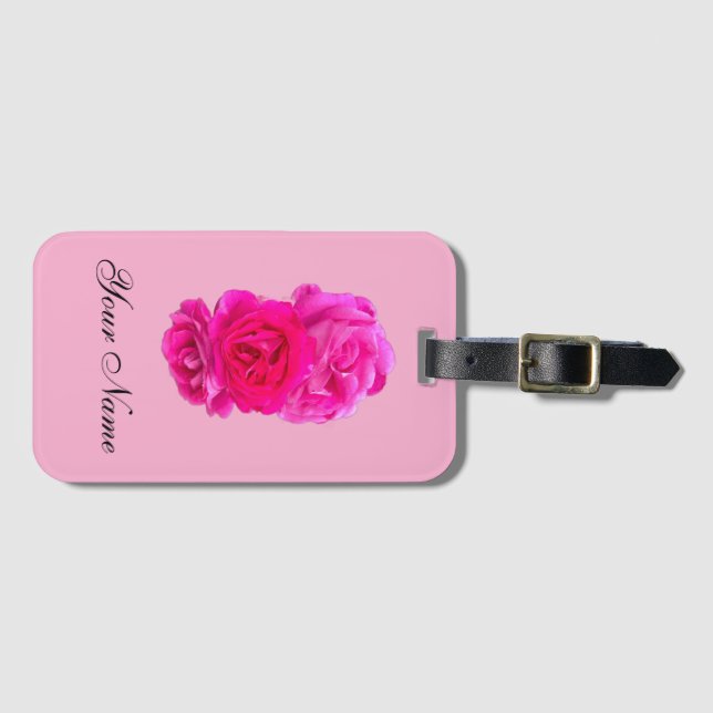 Triple Pink Roses  Luggage Tag (Front Horizontal)