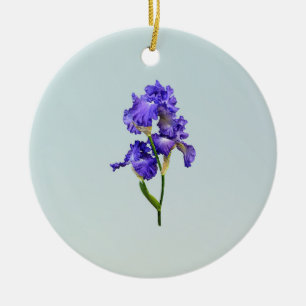 Triple Purple Iris Ceramic Tree Decoration