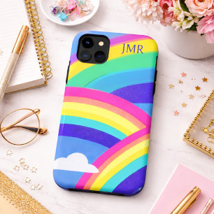Triple Rainbows in the Sky Monogram  iPhone 11 Case