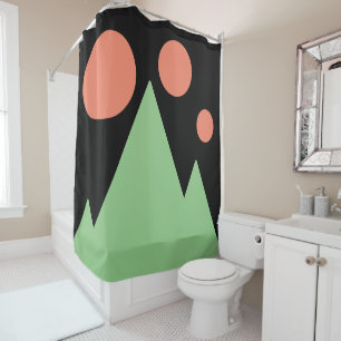 Triple Salmo Suns Sage Mountains Abstract Art Shower Curtain