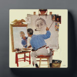 Triple Self-Portrait Plaque<br><div class="desc">Artist: Norman Rockwell | Norman Rockwell paints his own portrait</div>