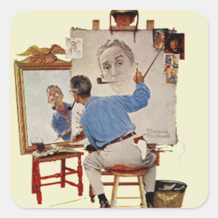 Triple Self-Portrait Square Sticker