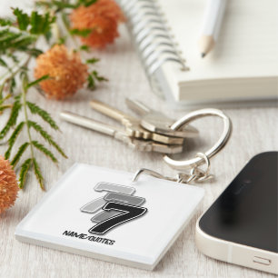 Triple Seven Graphic – Minimalist Modern Art Key Ring