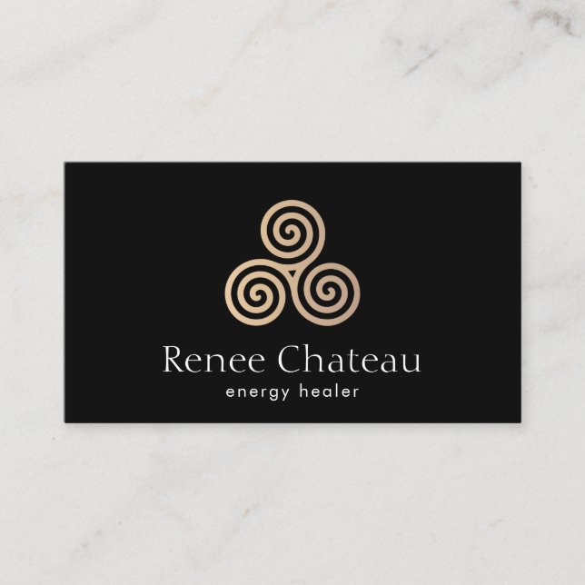 Triple Spiral,Celtic Triskele Symbol Business Card (Front)