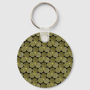 Triple spiral triskele Celtic Khaki Beige Key Ring