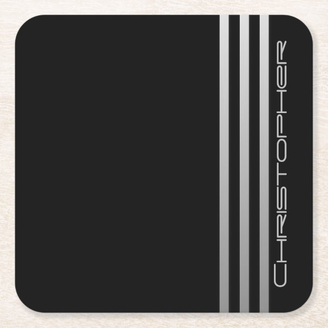 * Triple Stripe Square Paper Coaster (Front)