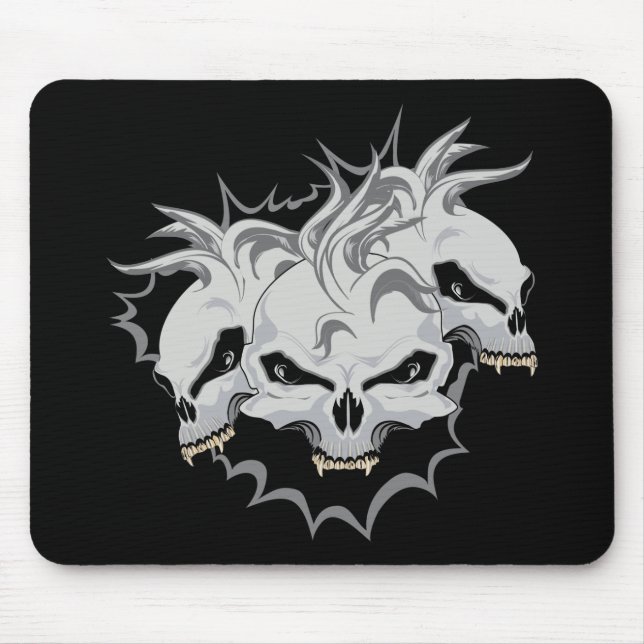 Triple Terror Skulls Mouse Mat (Front)